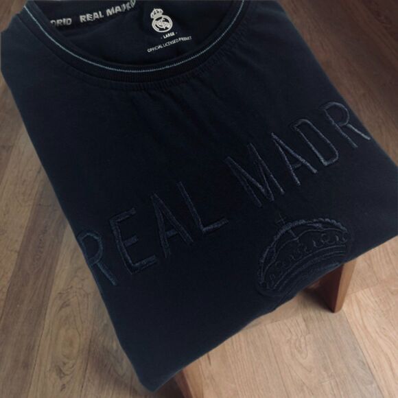 Real Madrid Mens Tonal T-shirt Navy Black Sz Large - Picture 6 of 12